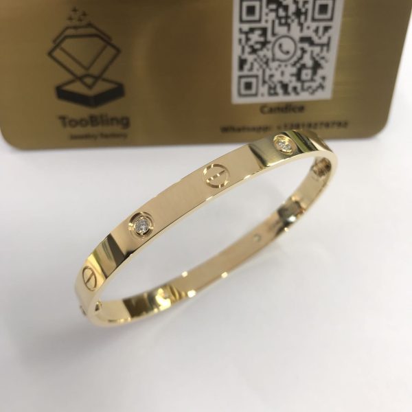 18K Real Gold Fake Cartier Love 4 Diamond Bracelet