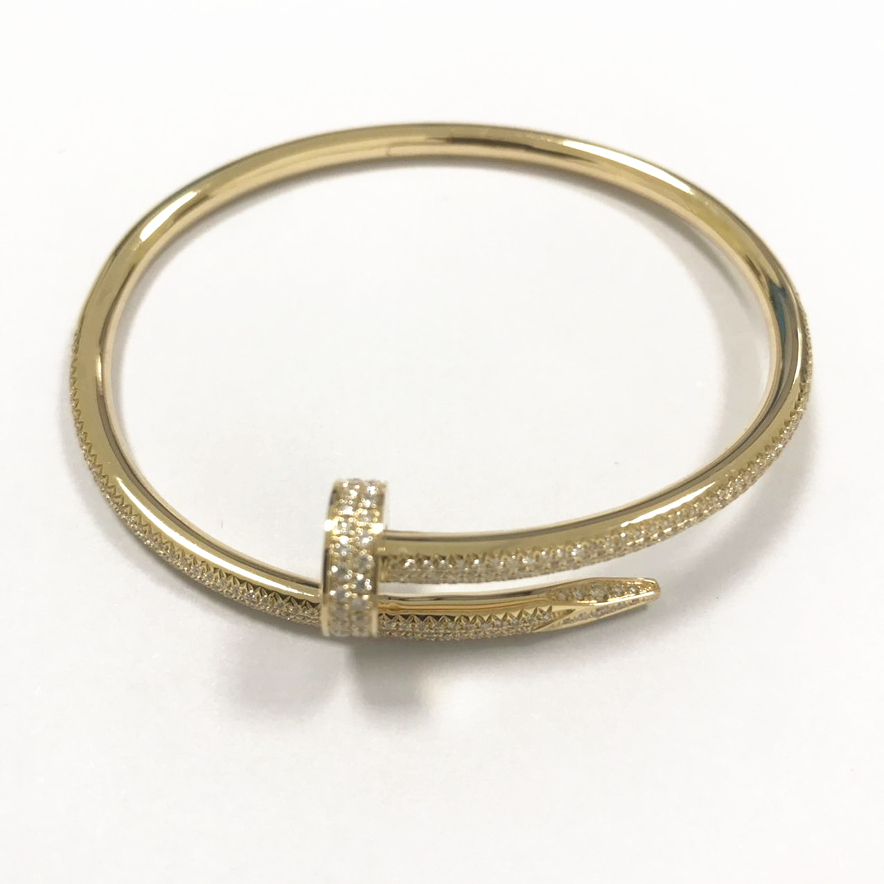 18K Yellow Gold Cartier Nail Bracelet with Pave Diamonds Replica