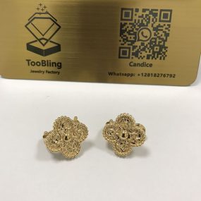 18K Yellow Gold VCA Magic Alhambra Earrings Replica