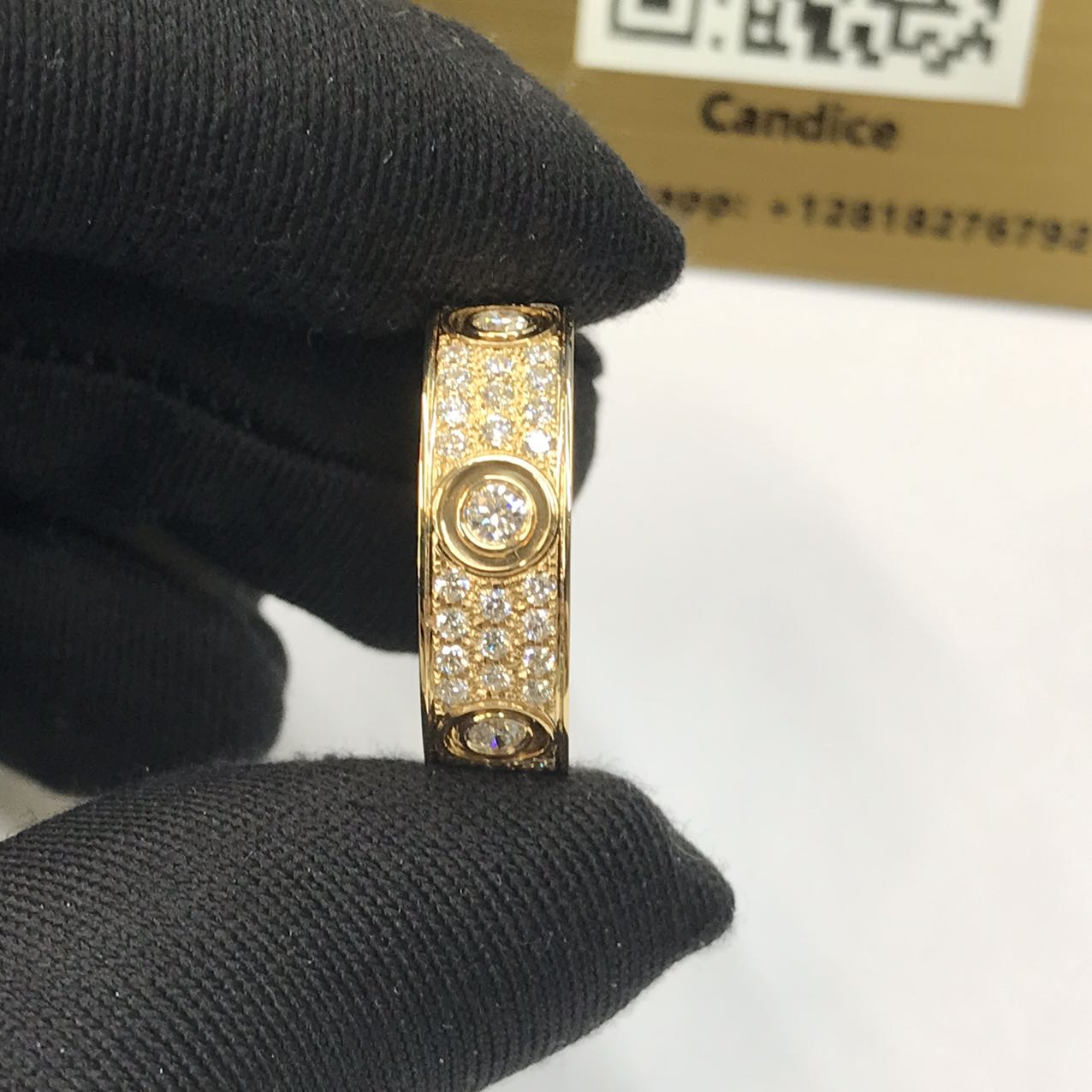 Cartier Replica Love Ring Diamonds Paved in 18K Yellow Gold