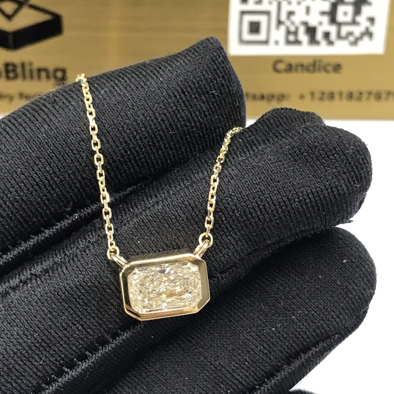 Personlized 18K Yellow Gold 1.5ct Lab Diamond Set Pendant Necklace
