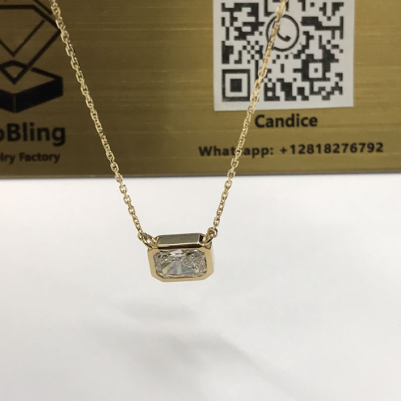 Personlized 18K Yellow Gold 1.5ct Lab Diamond Set Pendant Necklace