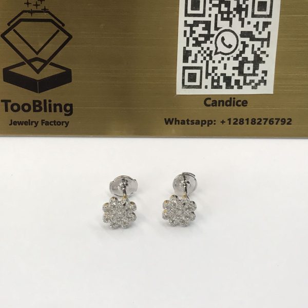 Four Leaves Clover Diamond Earrings 18K White Gold Au750 Earring Studs