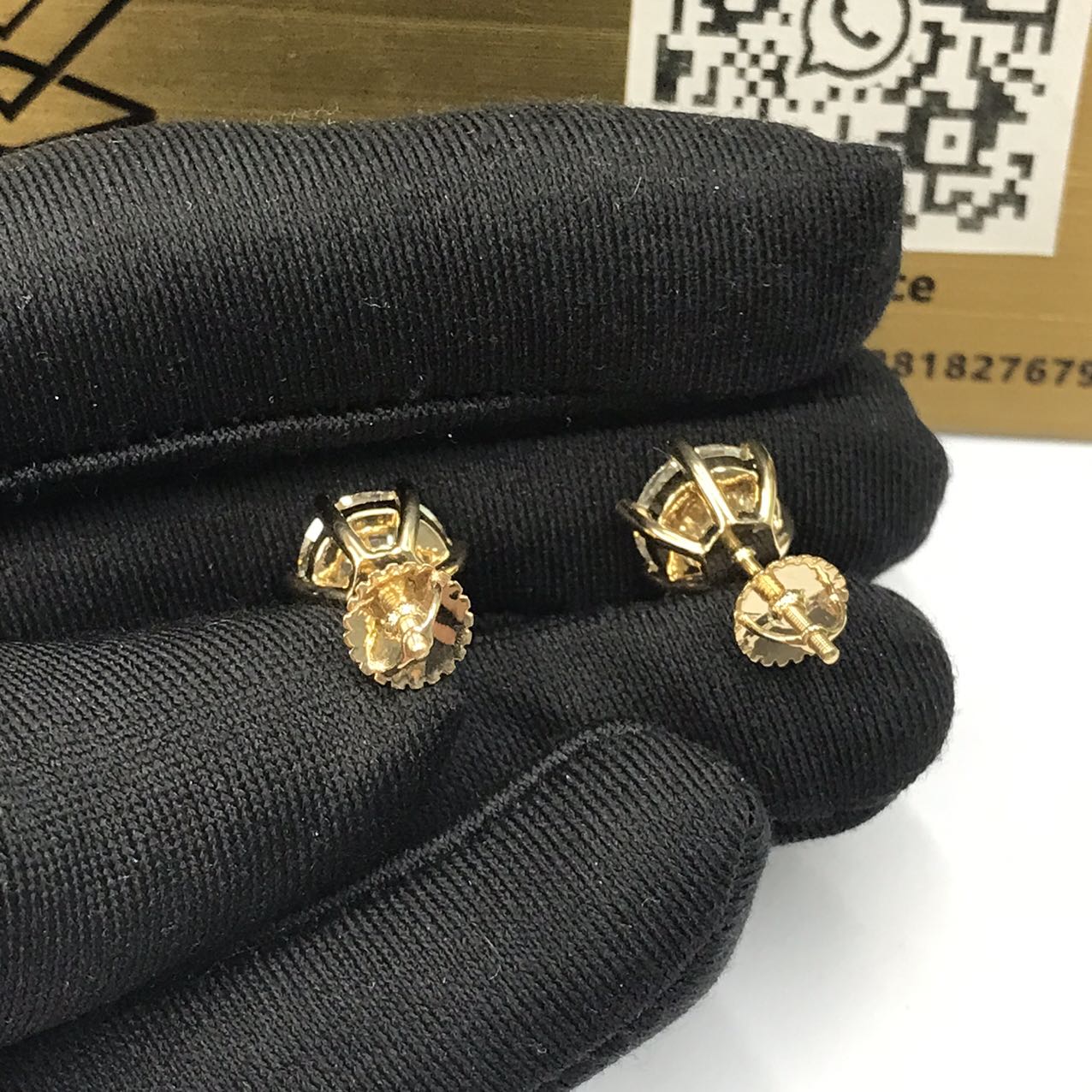 Simple 18k Real Gold 2.5ct Lab Diamonds One Stone Earrings