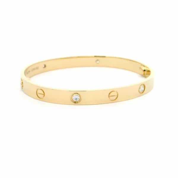 Yellow Gold Cartier Love Bracelet 4 Diamonds