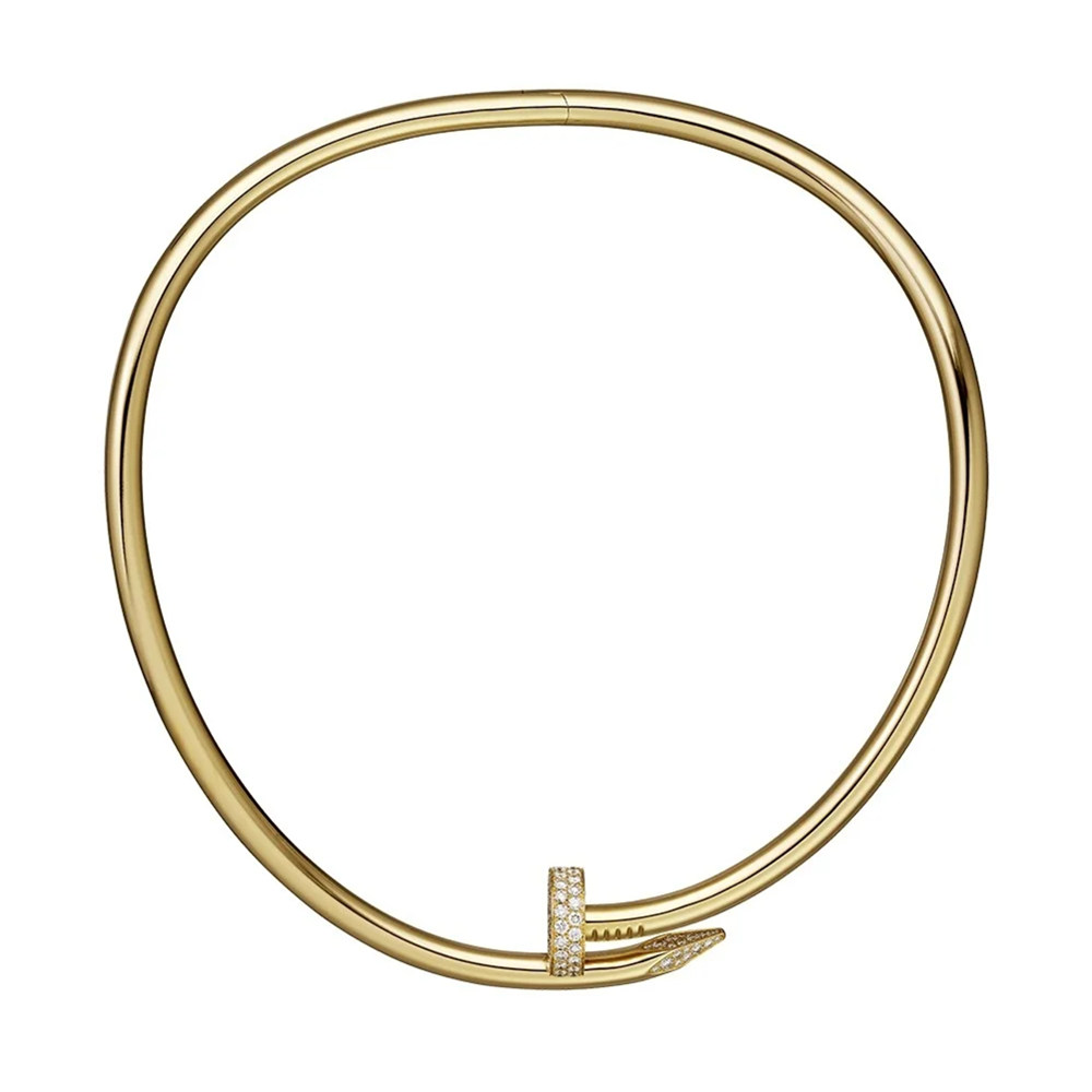 18K Yellow 18K Yellow Gold Cartier Nail Diamonds Necklace Choker N7424268Gold Just Un Clou Nail Necklace Choker Dupe N7424268 18K Yellow Gold Cartier Nail Diamonds Necklace Choker N7424268