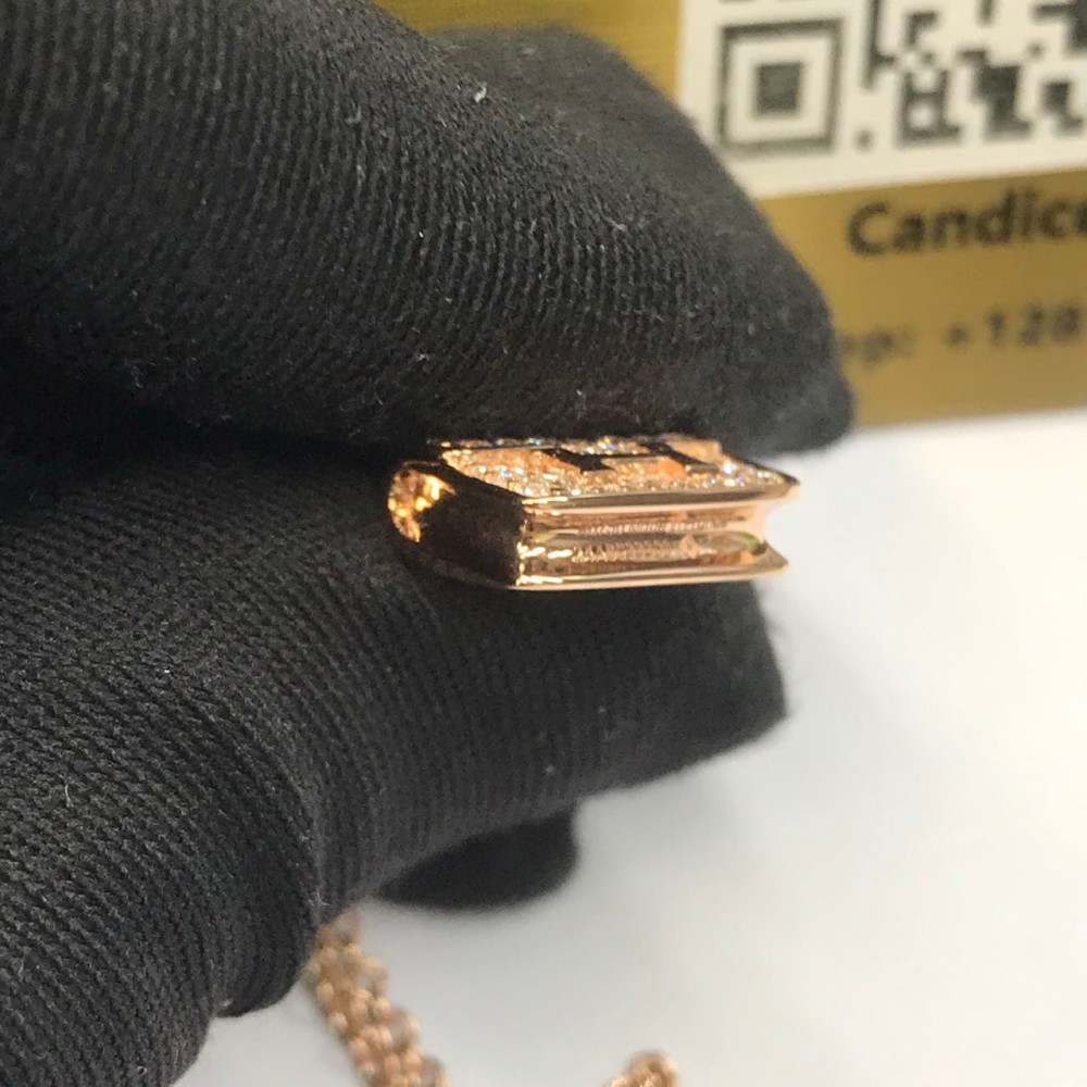 Hermes 18K Gold Constance Amulette Bag Pendant Diamond Necklace (2) Hermes 18K Gold Constance Amulette Bag Pendant Diamond Necklace