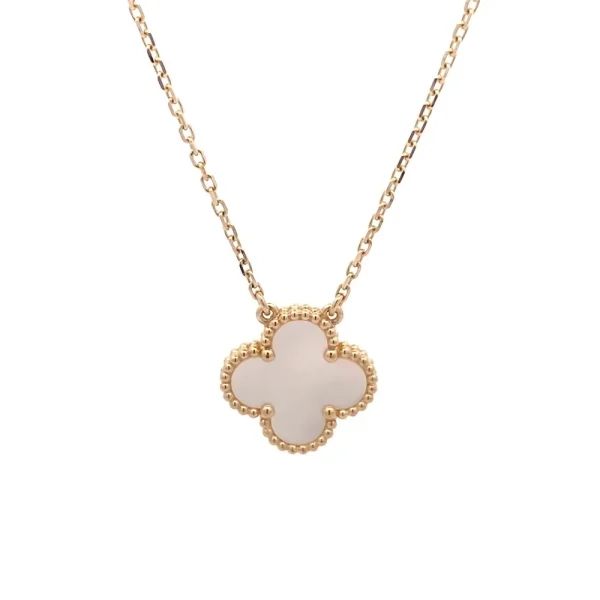 White Mother of Pearl Van Cleef Necklace 18K Gold