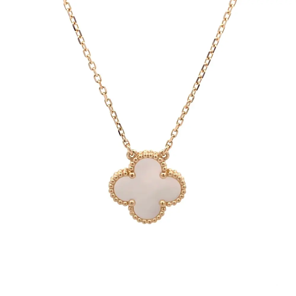 White Mother of Pearl Van Cleef Necklace 18K Gold White Mother of Pearl Van Cleef Necklace 18K Gold