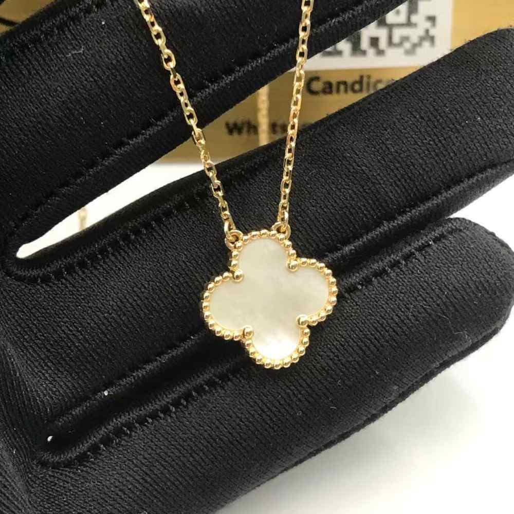 white mother of pearl van cleef necklace gold (4) white mother of pearl van cleef necklace gold