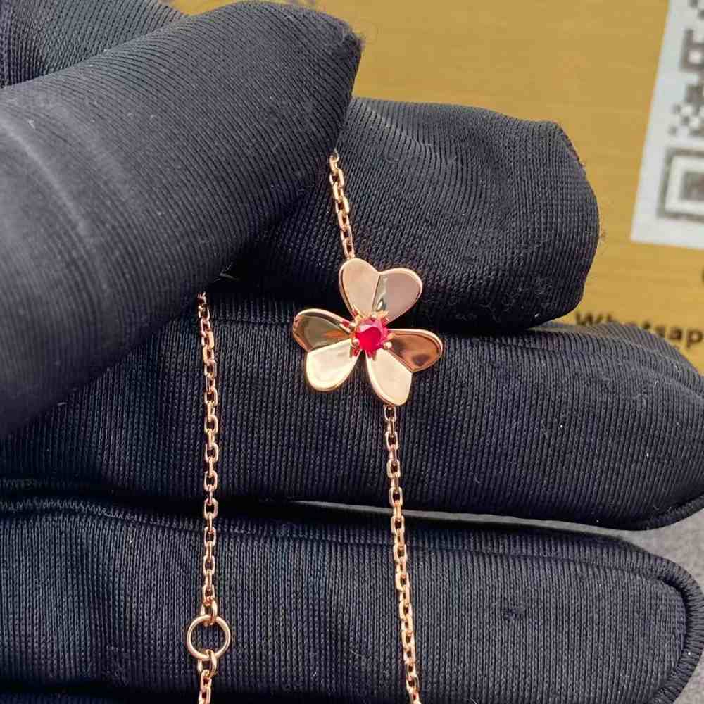 18K Rose Gold Van Cleef Frivole Mini Bracelet Copy VCARP7S900 (2) 18K Rose Gold Van Cleef Frivole Mini Bracelet Copy VCARP7S900