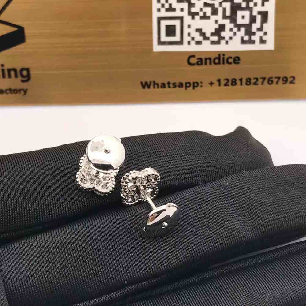 Van Cleef Arpels Sweet Alhambra Diamond Earrings VCARO85500 (2) Van Cleef Arpels Sweet Alhambra Diamond Earrings VCARO85500