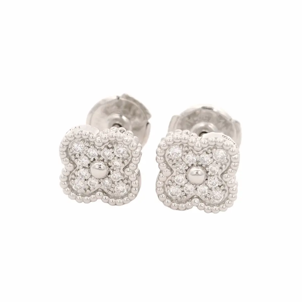 Van Cleef Arpels Sweet Alhambra Diamond Earrings VCARO85500 Van Cleef Arpels Sweet Alhambra Diamond Earrings VCARO85500