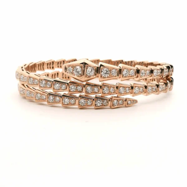 18K Rose Gold Bulgari Snake Bracelet Diamond Dupe 357272