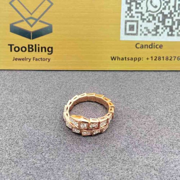 Bulgari Snake Ring Diamond 18K Rose Gold 355977