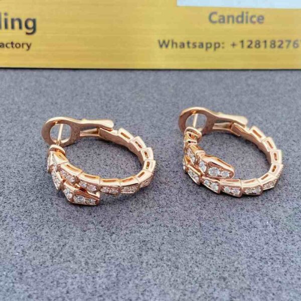 Bulgari Serpenti Diamond Earrings 18K Rose Gold 358361