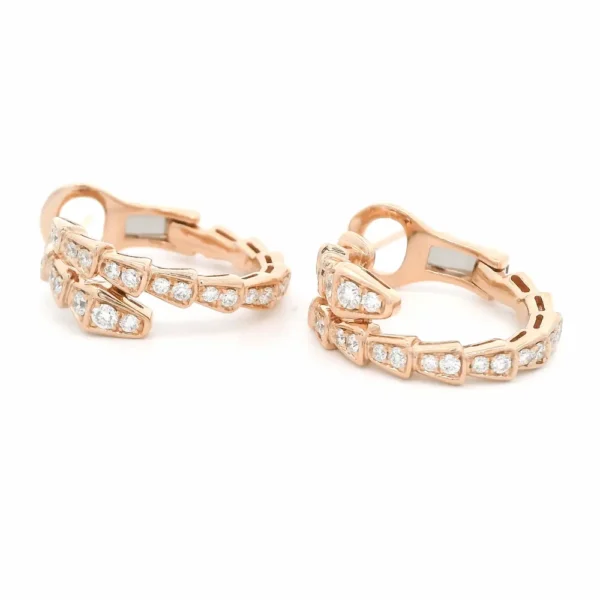 Bulgari Serpenti Diamond Earrings 18K Rose Gold 358361