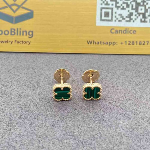 Van Cleef Arpels Sweet Alhambra Earrings Green Malachite​