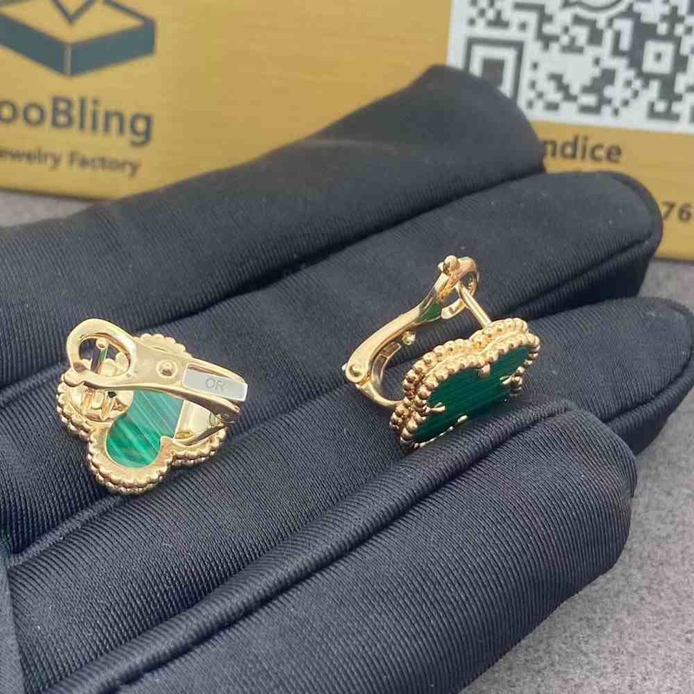 Vintage Alhambra Van Cleef and Arpels Malachite Earrings (3) Vintage Alhambra Van Cleef and Arpels Malachite Earrings