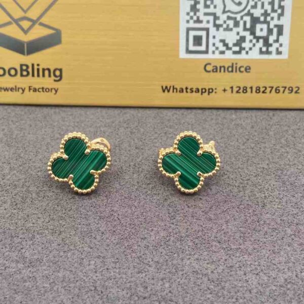 Vintage Alhambra Van Cleef and Arpels Malachite Earrings