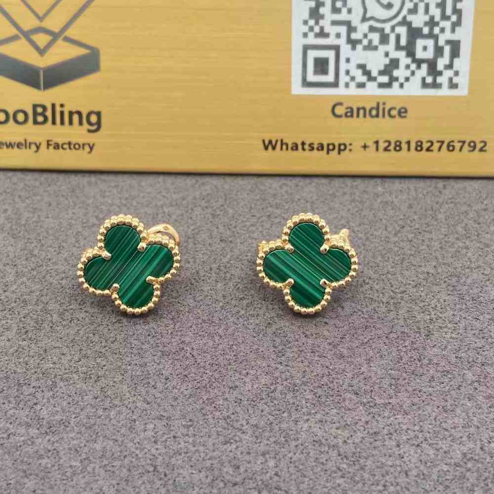 Vintage Alhambra Van Cleef and Arpels Malachite Earrings Vintage Alhambra Van Cleef and Arpels Malachite Earrings