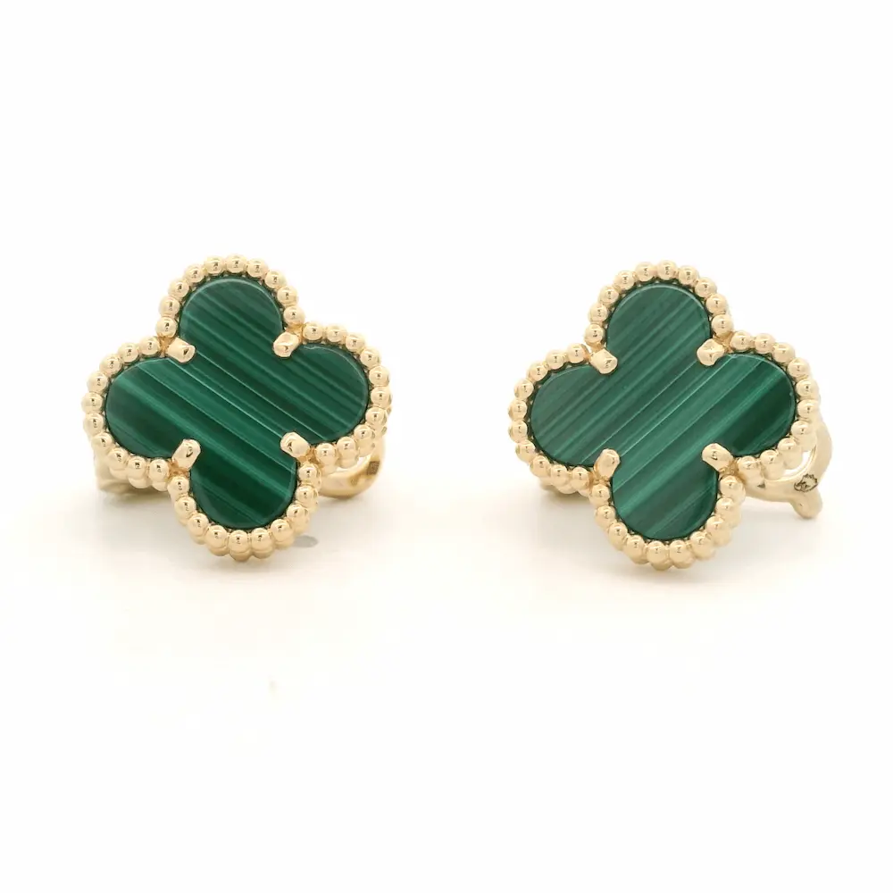 Vintage Alhambra Van Cleef and Arpels Malachite Earrings Vintage Alhambra Van Cleef and Arpels Malachite Earrings